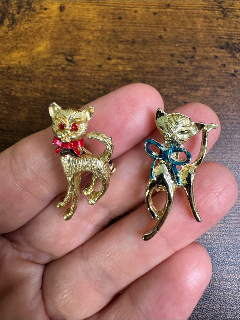 Gold-tone Cat Pin Brooch Bundle - Vintage Grumpy Cats